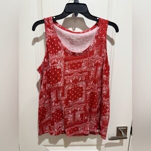 Maurices Red and White Patterned Tank Top